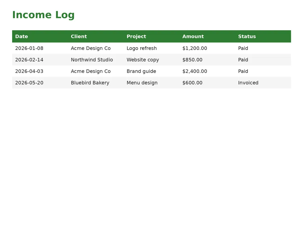 Freelancer Income & Quarterly Tax Tracker preview